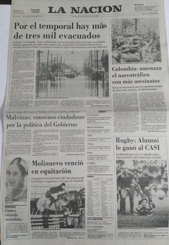 La Nacion 21/8/1989 Colombis ,asesinato Luis Galan Sarmien 