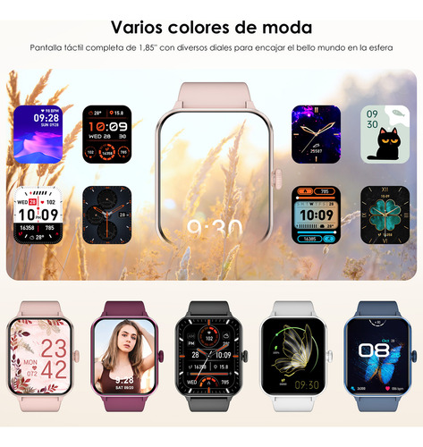 Reloj Smartwatch Mujer Hombre, Hancdon Kr86 1.95 Smart Watch, Notificación De Mensajes, Ios/android Smartwatches, Deportivo Salud, Lcd Fitness Bluetooth Color De La Caja Rosa