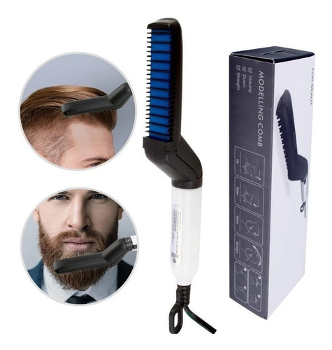 Prancha Chapinha Modela Cabelo E Barba Homem Pente Escova