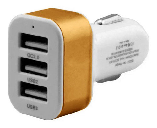 Ficha Cargador 3 Usb Encendedor Para Auto Celulares