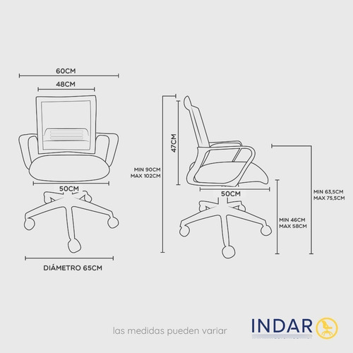 Imagen 3 de 10 de Silla Oficina Indar Link Negra Colores Neumatica Ergonomica