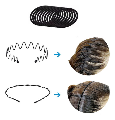 Yuakuod De Metal, 8 Pcs Ondulada Deportes Cabello Aro, Unise