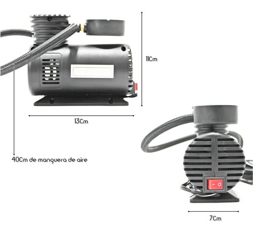 Imagen 3 de 9 de Mini Compresor Inflador Aire 12v Auto Medidor Presión 300psi