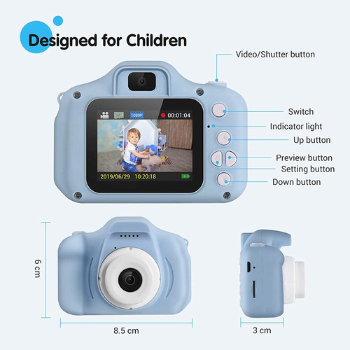 Imagen 7 de 7 de Cámara Digital Niño 20mp Con Funda Gatito 32g Memoria Selfie