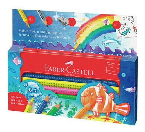 Lápices Faber Castell Grip Acuarelables X 8 C/ Estuche Metal