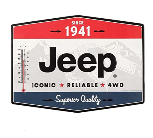 Open Road Brands Jeep Desde 1941 Termómetro Rojo Blanco