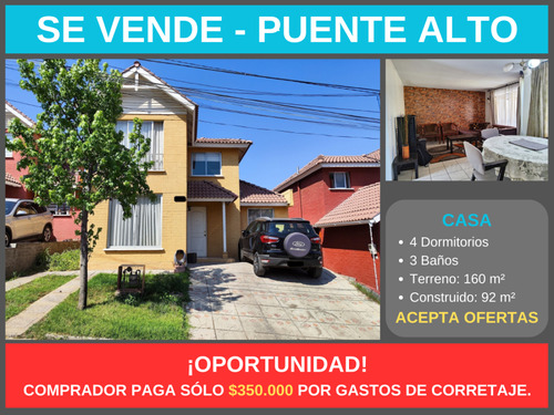 Casa En Venta 4d 3b 1e, Condominio Nogales, Puente Alto