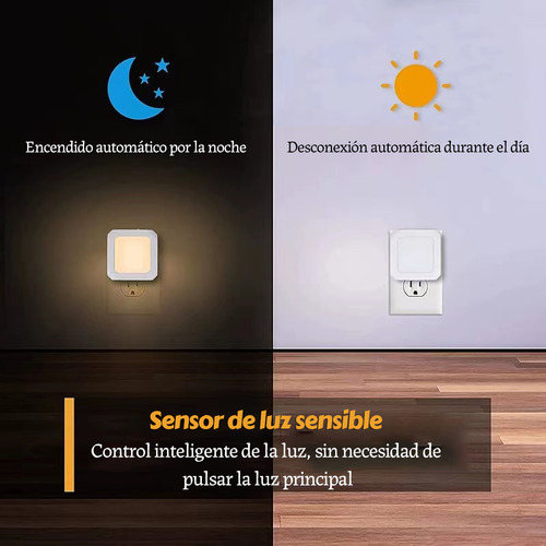 2 Pack Luz Nocturna Enchufable Con Sensor De Luz Para Hogar