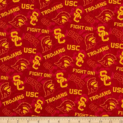 Ncaa Usc Trojans Tono Sobre Tono Algodón, Tela Acolchada Cor