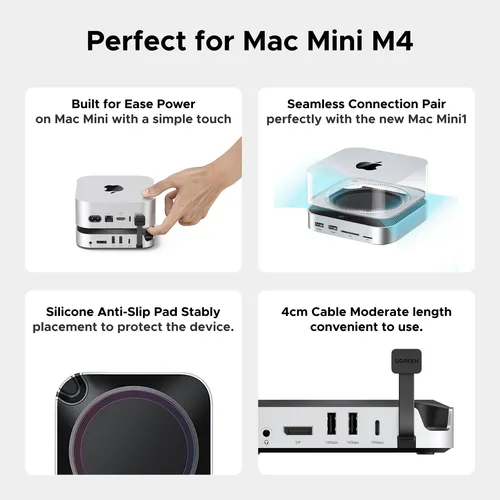 Dock Ugreen Para Mac Mini M4 Y M4 Pro 2024 Con Soporte Y Car