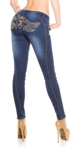 Jeans Super Sexy Koucla Importado Con Bordado Y Piedras 2018