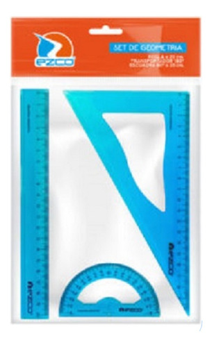 Set De Geometría Ezco 20 Cm Juego 3 Piezas Azul