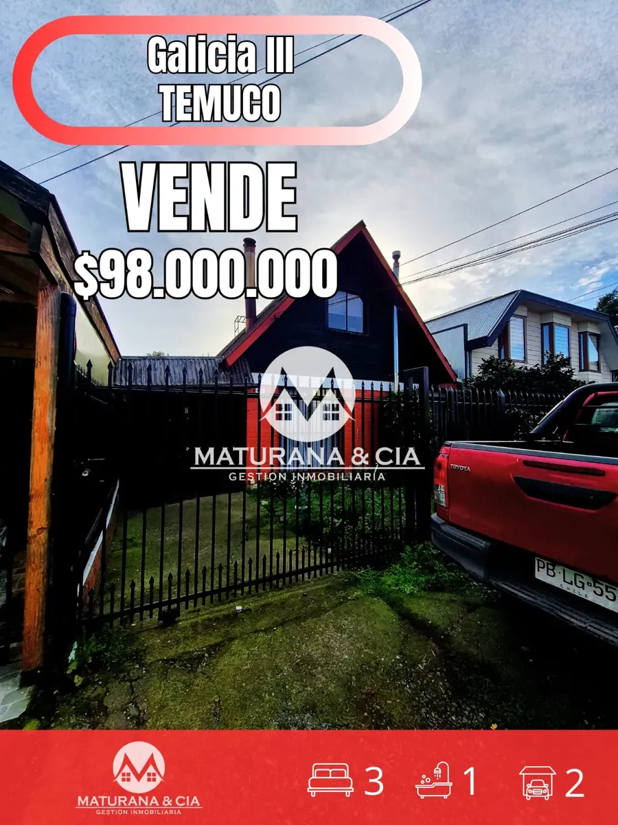 Imagen 1 de 13 de Vende Casa Galicia 3 Temuco