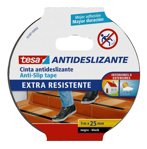 Cinta Antideslizante Negra 5m X 24mm Tesa