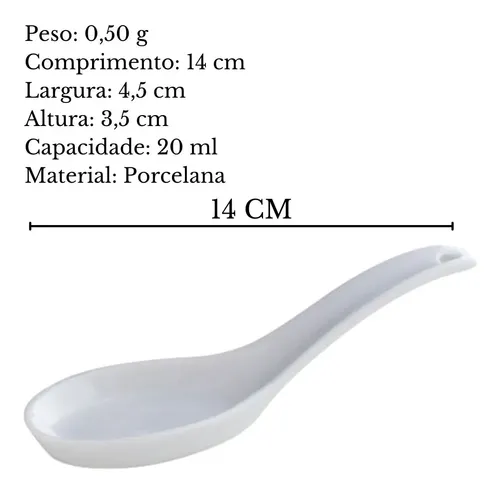 6 Colher Finger Food Porcelana 15 Ml Ref 387 | Frete grátis