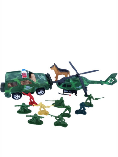 Set De Combate /soldados /camioneta/helicoptero /perro