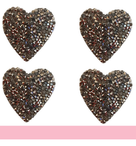 Aplique Corazon De Strass Piedras Termoadhesivo Parche X 4