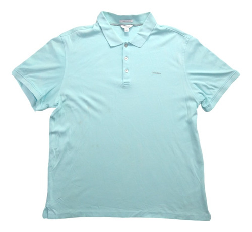 Polo Calvin Klein Aqua Logo Al Frente Con Detalle