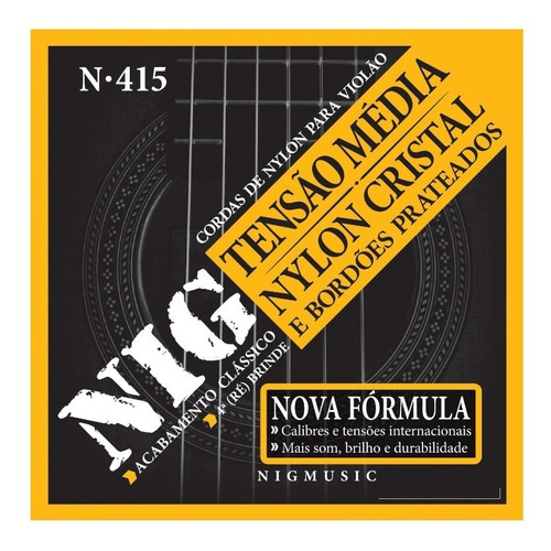 Encordoamento Nig N-415 Para Violão Nylon Tensão Média