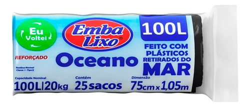 Saco Para Lixo Embalixo Oceano 100l C/25