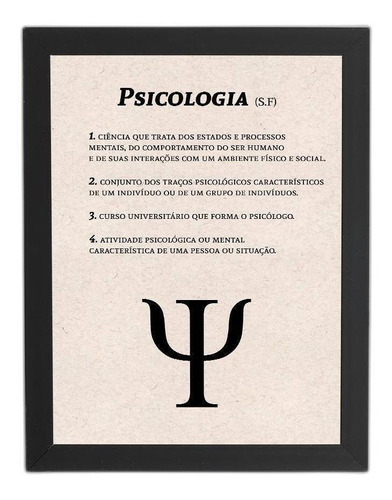 Psicologia Dicionário Quadro Moldura Preta 60x40cm