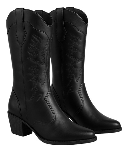 Botas Femininas Texana Rodeio Country Cano Alto Bico Fino