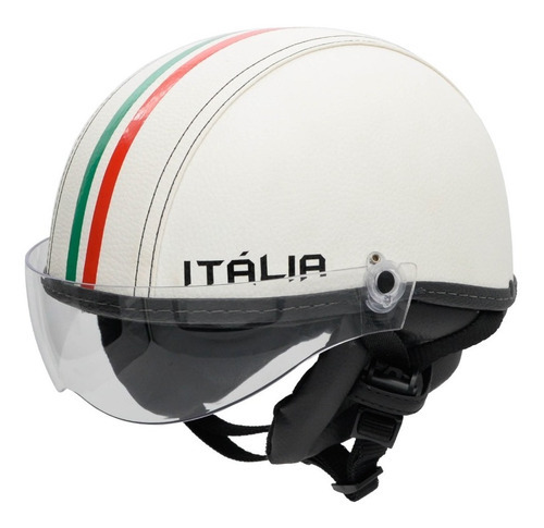 Capacete Esporte Coquinho Scooter Bike Eletrica Com Viseira Cor Branco Tamanho G - Veste 59/60 Viseira Fume