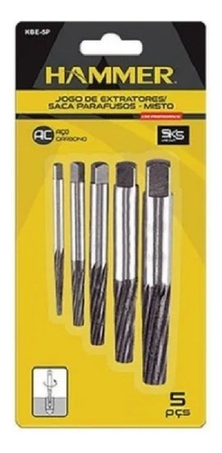 Kit Jogo Extratores Parafuso Mistos 5pcs Profissional Hammer