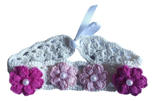 Vincha Diadema Tejida A Crochet Con Flores