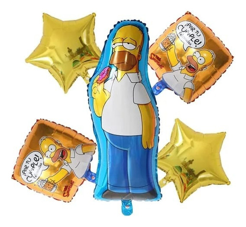 Set Globos Metalizados Homero Simpson X 5pzas