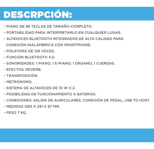 Imagen 3 de 10 de Piano Electrico Roland Go88p 88 Teclas