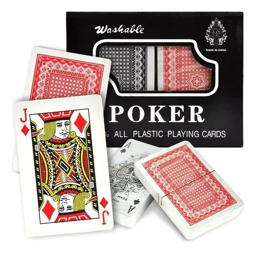 Estuche 2 Barajas Cartas Poker 100% Plástico Lavable