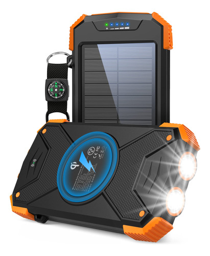 Cargador De Batera Solar, Porttil Qi De 10,000mah, Bater