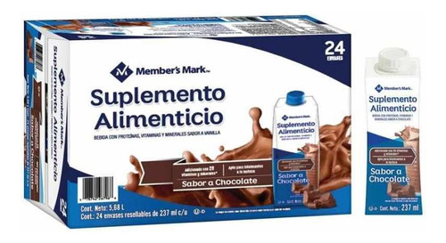 Suplemento Alimenticio Members Mark Sabor Chocolate 24 Pzas