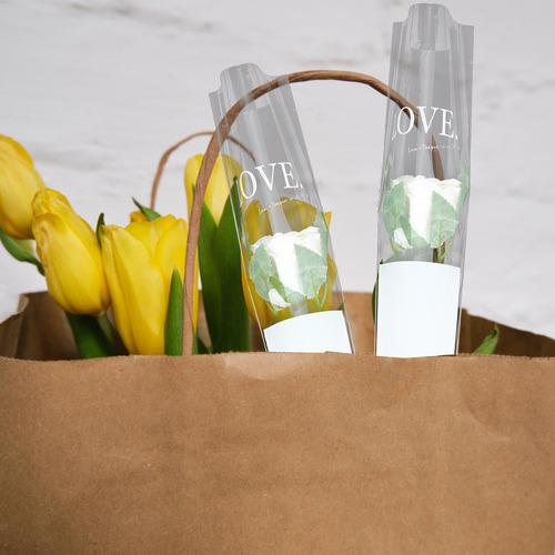 50 Bolsas Para Envolver Rosas De San Valentín Con Mangas De