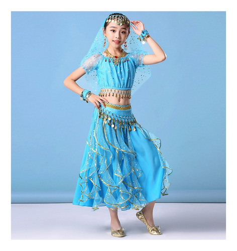 Trajes De Danza Árabe Falda Y Top Bellydance Con Accesorios