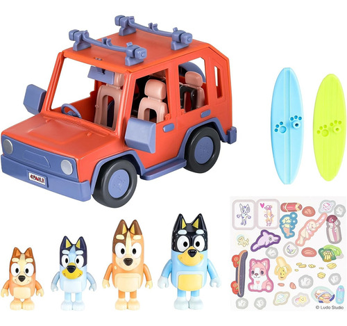 Vehiculo 4wd De La Familia Bluey Heeler Y Paquete De 4 Figur