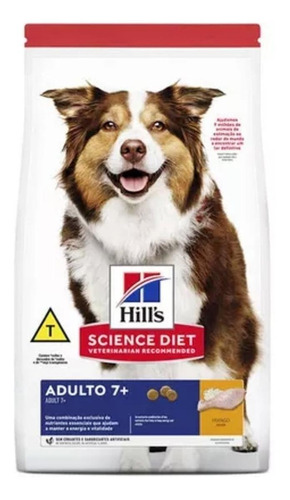 Alimento Hill's Science Diet 7+ para perro senior todos los tamaños sabor pollo, cebada y arroz en bolsa de 15kg