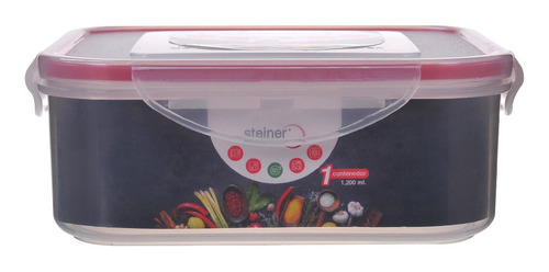 Recipiente Steiner Para Alimento Cuadrado 1.2 Litros 17.5cm Color Rojo