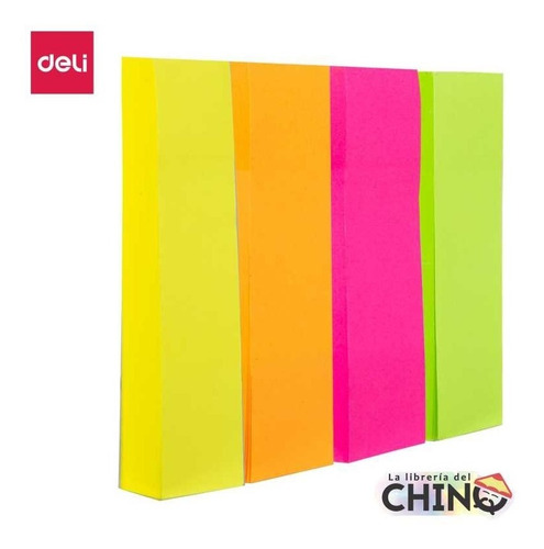 Imagen 6 de 10 de Banderitas Señaladoras Deli 4 Colores Fluo 52x12mm 400 Hojas