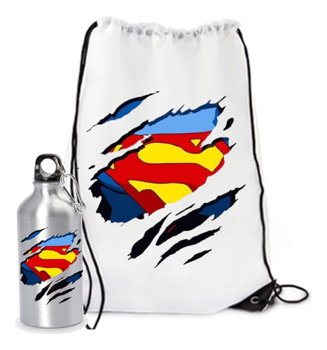 Superman Superheroe Tula Termo Kit Combo Deportivo