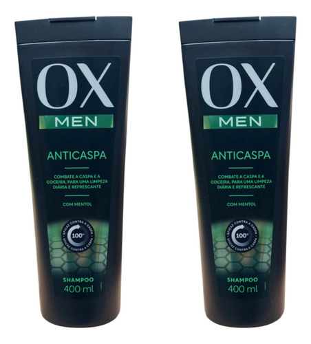 Shampoo Ox Men Anticaspa Kit Com 2 Unidades De 400ml