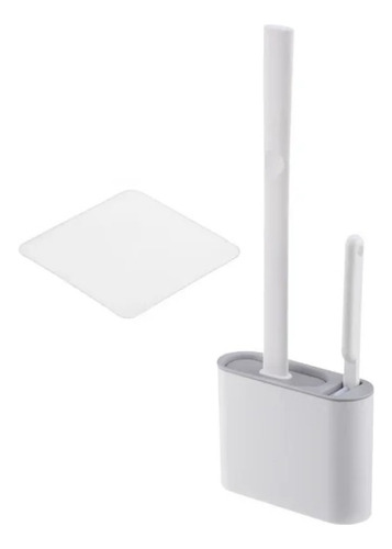 Escova Sanitária De Silicone Flexivel Com Suporte Adesivo Cor Branco