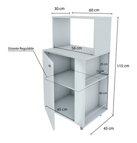 Imagen 3 de 6 de Mueble Microondas Vajillero Organizador Centro Estant - Mm