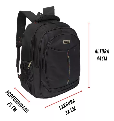 Mochila Bolsa Escolar Juvenil Impermeável Reforçada Notebook Cor Preto