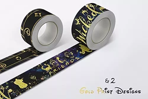 EKOI Magical Theme Washi Tape - 8 Rolls 15 MM Cute Kawaii Gold Print  Cartoon Design Decorative Masking Sticky Japanese Duct Tape Stickers for