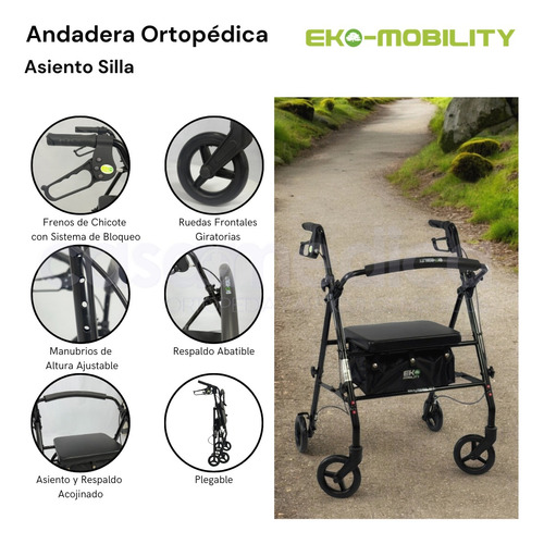 Andadera Para Adulto Con Asiento Rollator Con Ruedas De Lujo