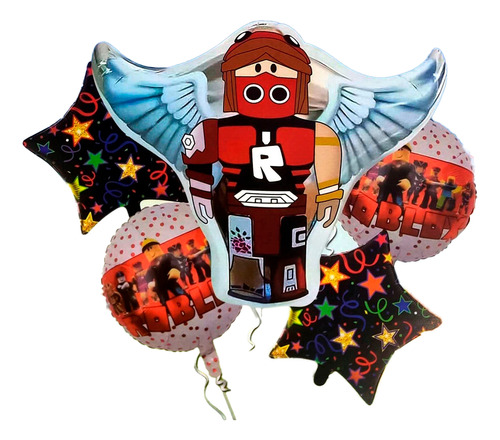 Bouquet Globos Roblox Juego Angel Negro