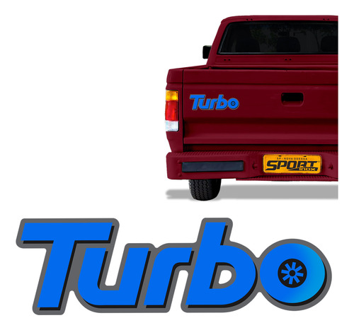 Emblema Turbo D20 Adesivo Azul Tampa Traseira - Genérico