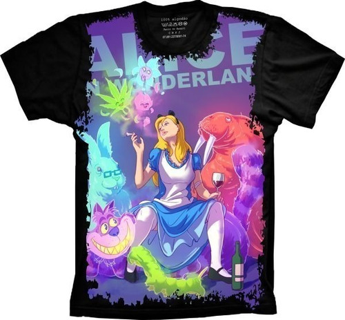 Camiseta Geek Unissex Plus Size Algodão Alice In Wonderland